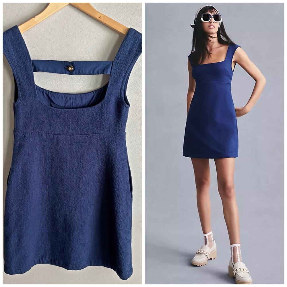 Elegant Navy Blue Sleeveless Dress